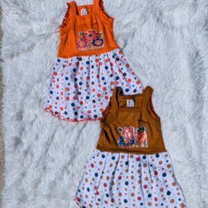 Pack of 2 Girls’ Sleeveless Polka Dot Dresses Cute Floral Embroidery & Comfy 2T